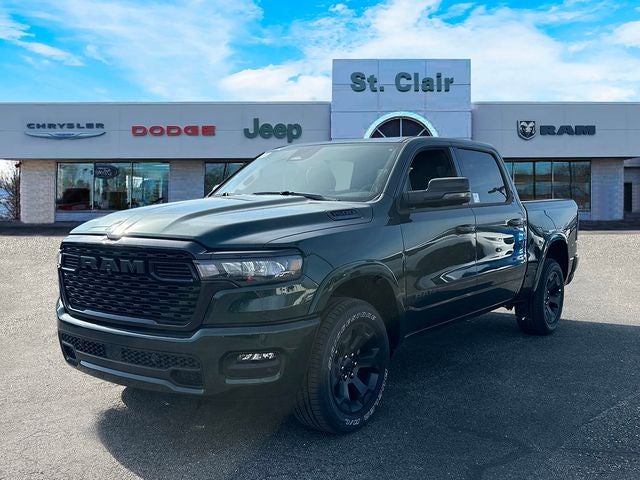 2026 RAM Ram 1500 RAM 1500 BIG HORN CREW CAB 4X4 5'7' BOX in Serrano-Green Metallic Exterior Paint — front three-quarter view