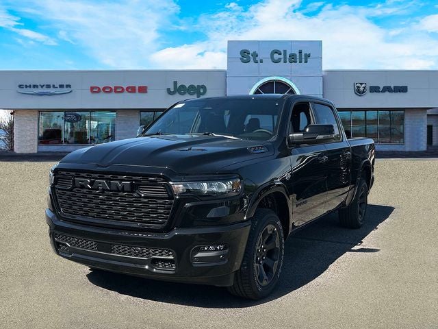 2026 RAM Ram 1500 RAM 1500 BIG HORN CREW CAB 4X4 5'7' BOX in Diamond Black Crystal Pearl-Coat Exterior Paint — front three-quarter view