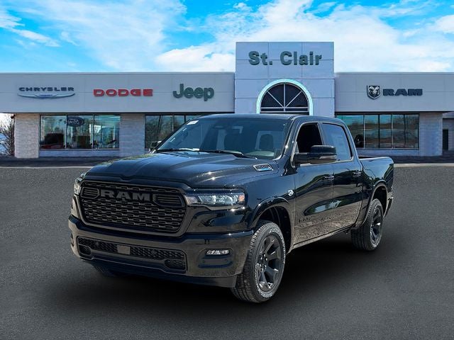 2026 RAM Ram 1500 RAM 1500 BIG HORN CREW CAB 4X4 5'7' BOX in Diamond Black Crystal Pearl-Coat Exterior Paint — front three-quarter view