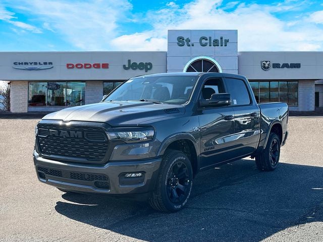 2026 RAM Ram 1500 RAM 1500 BIG HORN CREW CAB 4X4 5'7' BOX in Granite Crystal Metallic Clear-Coat Exterior Paint — front three-quarter view