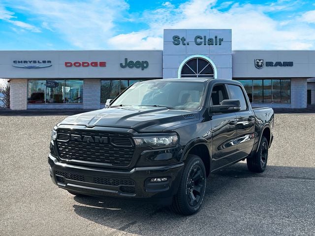 2026 RAM Ram 1500 RAM 1500 BIG HORN CREW CAB 4X4 5'7' BOX in Diamond Black Crystal Pearl-Coat Exterior Paint — front three-quarter view