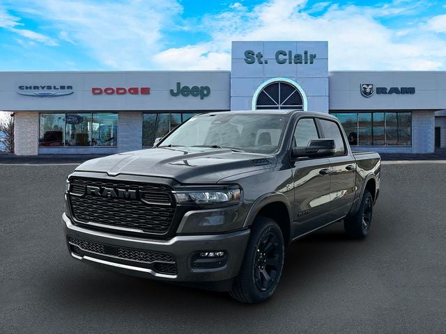 2026 RAM Ram 1500 RAM 1500 BIG HORN CREW CAB 4X4 5'7' BOX in Granite Crystal Metallic Clear-Coat Exterior Paint — front three-quarter view