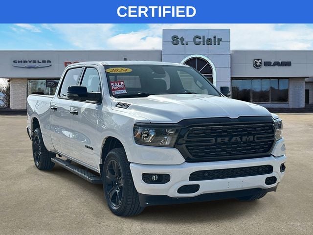2024 RAM 1500 Big Horn Crew Cab 4x4 6'4' Box in Bright White Clearcoat — front three-quarter view