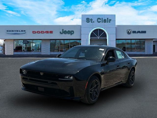 2026 Dodge Charger CHARGER SCAT PACK 4-DOOR AWD in Diamond Black Crystal Pearlcoat — front three-quarter view