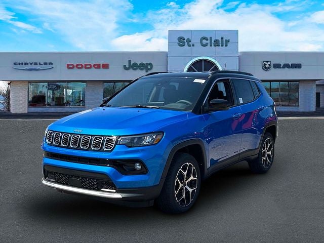2026 Jeep Compass COMPASS LIMITED 4X4 in Hydro Blue Pearl-Coat Exterior Paint — front three-quarter view