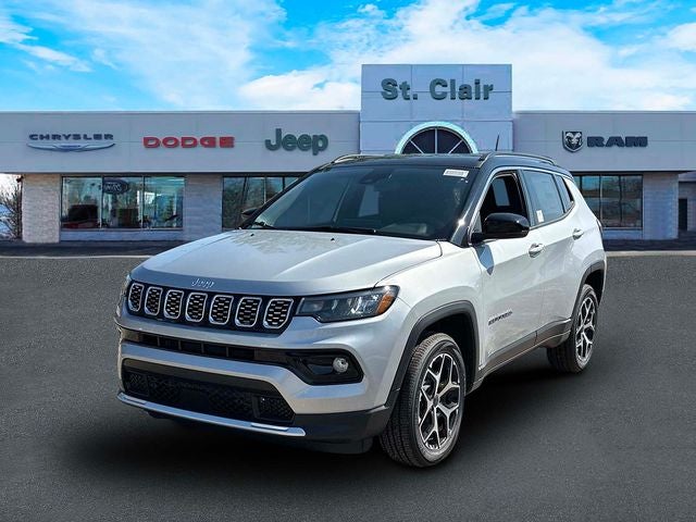 2026 Jeep Compass COMPASS LIMITED 4X4 in Silver Zynith Metallic Clear-Coat Exterior Paint — front three-quarter view