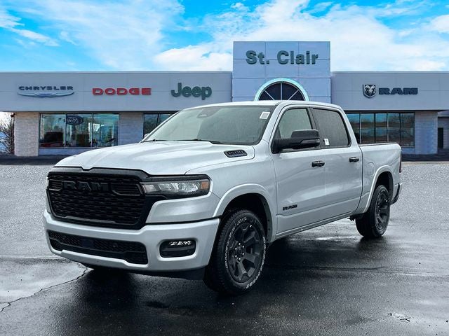 2026 RAM Ram 1500 RAM 1500 BIG HORN CREW CAB 4X4 5'7' BOX in Silver Zynith — front three-quarter view