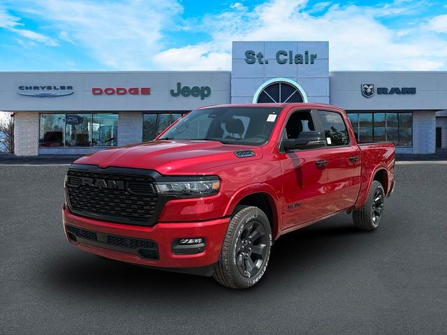 2026 RAM Ram 1500 RAM 1500 BIG HORN CREW CAB 4X4 5'7' BOX in Molten Red Pearl-Coat Exterior Paint — front three-quarter view