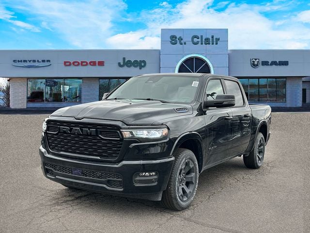 2026 RAM Ram 1500 RAM 1500 BIG HORN CREW CAB 4X4 5'7' BOX in Diamond Black Crystal Pearl-Coat Exterior Paint — front three-quarter view