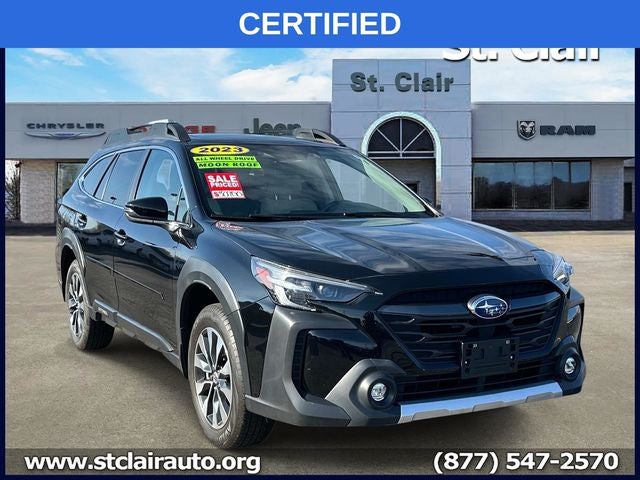 2023 Subaru Outback Limited in Crystal Black Silica — front three-quarter view